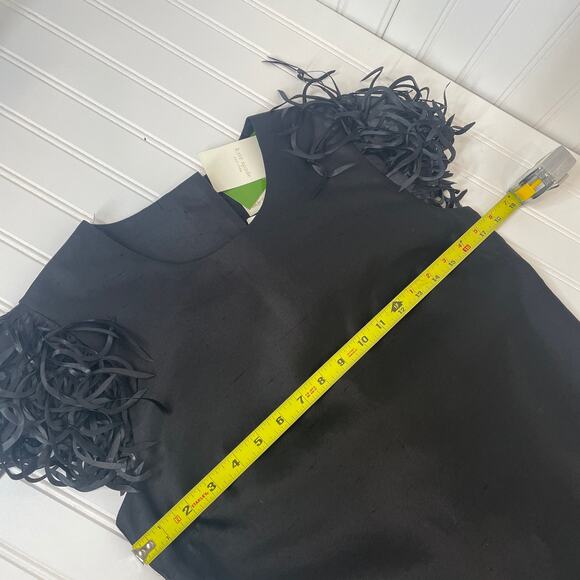 NWT Kate Spade Silk & Cotton Black Vicki Fringe Mini Swing Dress Size S - Picture 10 of 11